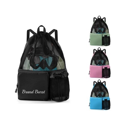 Mesh Drawstring Swim Backpack