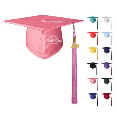 Shiny Fabric Graduation Cap with Tassel