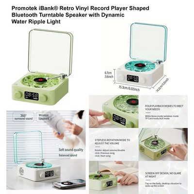 Promotek iBank® Retro Vinyl Record Player Shaped Bluetooth Turntable Speaker