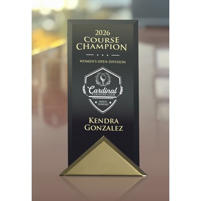 4x8 Black Glass In Gold Triangle Base