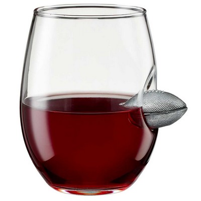 Football Embedded Wine Glass