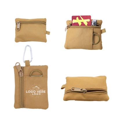 Multifunctional Zipper Coin Purse with Carabiner