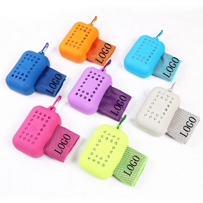 Portable Silicone Case Ice Cooling Towel Set
