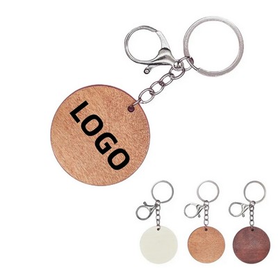 Personalized Wooden Circle Keyring