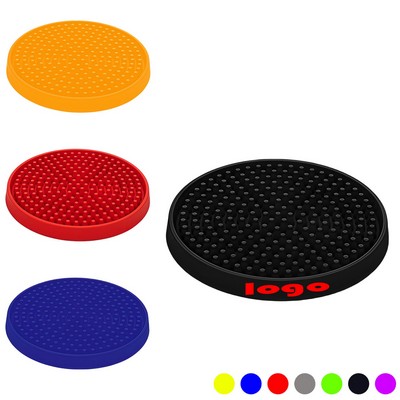 Set Of 6 Silicone Drink Coasters With Holder