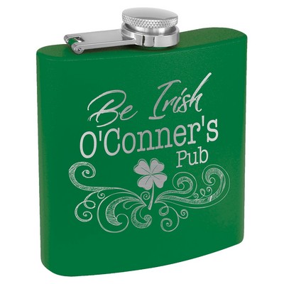 6 oz. Matte Green Powder Coated Stainless Steel Flask