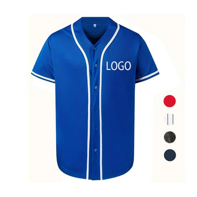 Baseball Jersey Button Down Sport Shirts Short Sleeve