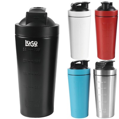 17oz Stainless Steel Shaker Bottle w/ Scale