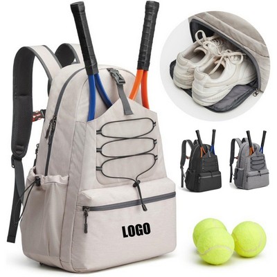 Large Capacity Polyester Unsex Tennis Backpacks For 4 rackets With A Shoe Compartment