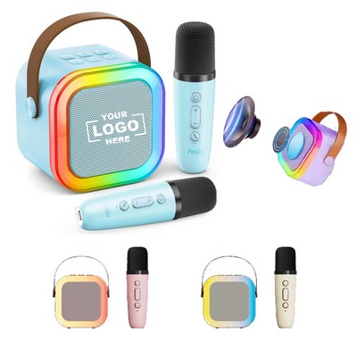 Mini LED - equipped Karaoke Machine with Wireless Microphone for Both Kids and Adults