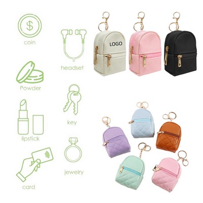 Mini PU Leather Backpack Keychain Cosmetic Pouch Coin Purse