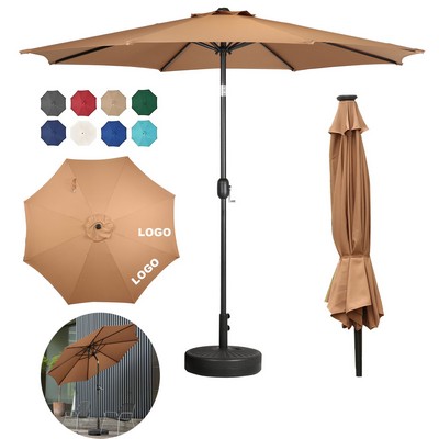 Custom Beach Cafe Umbrella 9FT Outdoor Waterproof Patio Umbrella with Crank & UV Protection