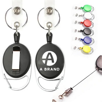 Retractable Reel Carabiner Badge & Keychain