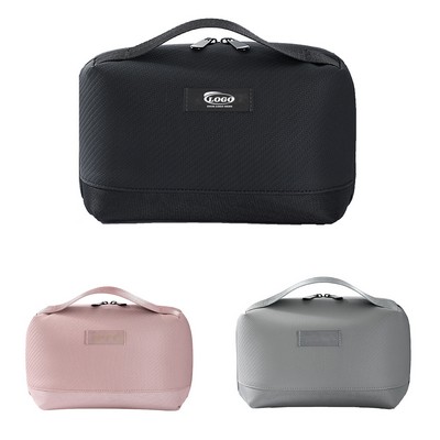 Portable Toiletry Bag with Handle and Zipper Closure
