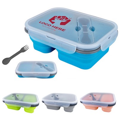 Collapsible Leakproof Silicone Lunch Box With Utensil