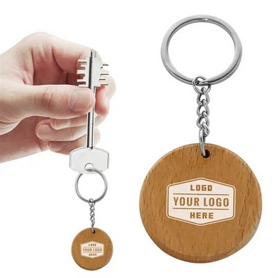 Wood Creative Circular Keychain