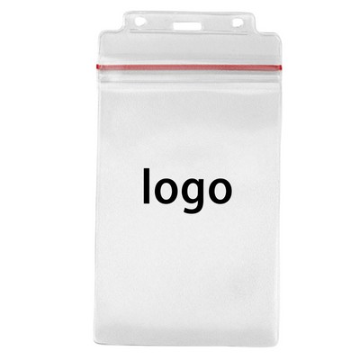 4.25" x 8.25" Vertical Resealable Badge Holder – Zipper Top with Slot & Chain Holes