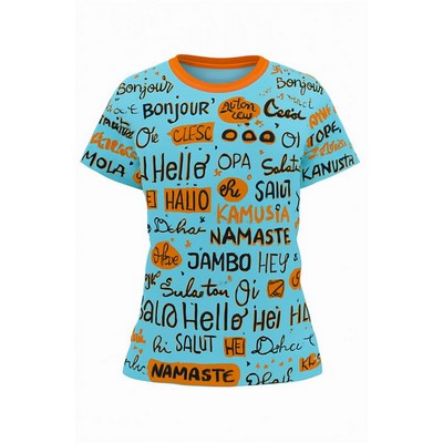 Women's Sublimated Short Sleeve T-Shirt Spandex Interlock