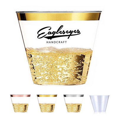 9oz Gold Rimmed Plastic Cup