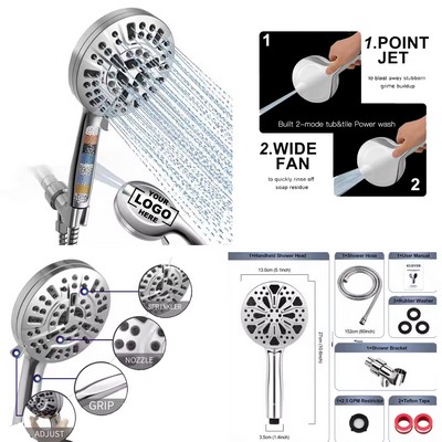 Filtered Handheld Shower Head with 8+2 Function Design