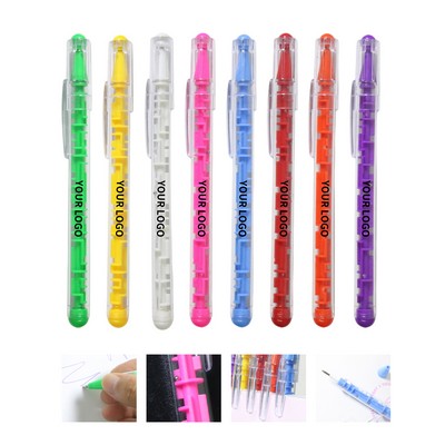Plastic Ballpoint Pen With Colorful Maze Design Novelty Style