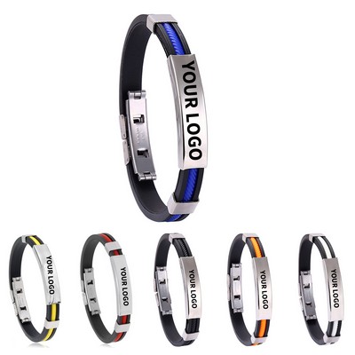 Titanium Silicone Bracelet 9.1" x 0.55" Adjustable