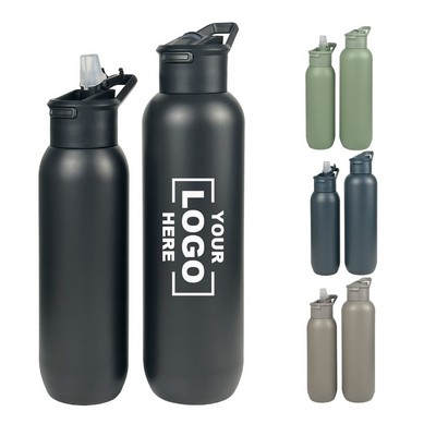 20Oz Stainless Steel Sports Bottle with Straw