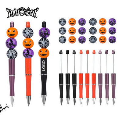 Creative Halloween Beadable Charm Ballpoint Pens With Pumpkin Design For Writing Drawing