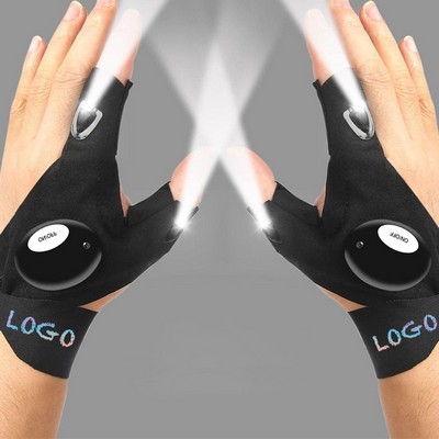 One Pair Led Flashlight Gloves With 2 Bright Lights