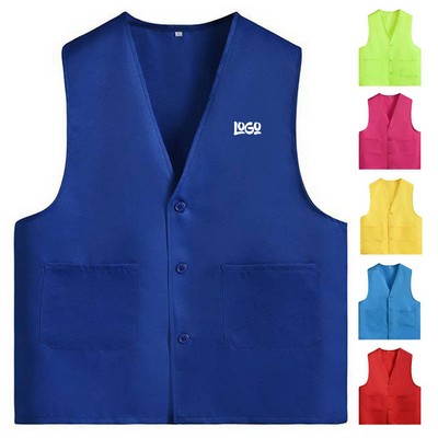 Lightweight Polyester Sleeveless Volunteer Vest w/ Pockets
