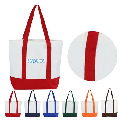 Colourful Handle Panelled Canvas Tote Bag