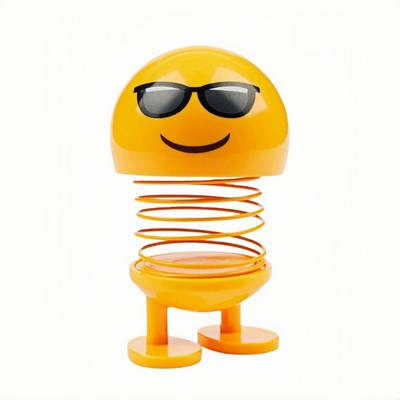 Smiling Spring-Action Car Dashboard Bobble Head with Playful Expression