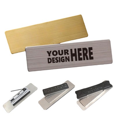 Stainless Steel Name Tag with Pin or Magnetic Back