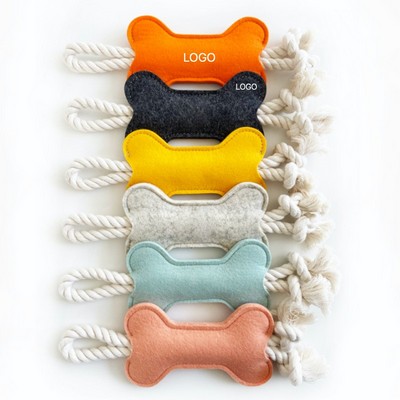 Pet Bone Shaped Rope Toy Felt Dog Chew Toy Durable Teething Toy