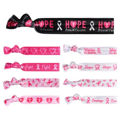 Breast Cancer Elastic Knotted Hair Band Wristband