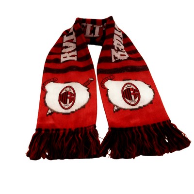 Double-Sided Stadium Knit Scarf with Fringe