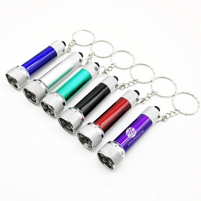 5 LED Metal Flashlight Keychain With 3 Batteries