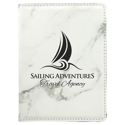 White Mable Laserable Leatherette Passport Holder, 4-1/4" x 5-1/2"