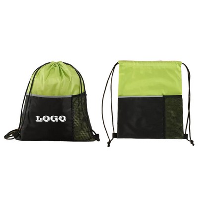 Drawstring Backpack With Mesh Pocket