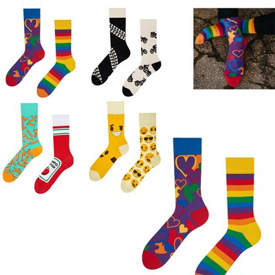 Creative AB Asymmetrical Jacquard Mid-Calf Trendy Socks