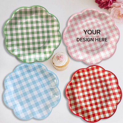 9" Lace-Trimmed Checkered Paper Plate
