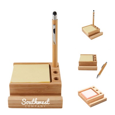 Bamboo Desk Organizer with Phone Holder