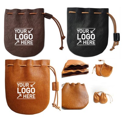 Fantastic Workmanship Genuine Leather Drawstring Coin Purse