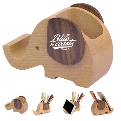 Wooden Elephant Desk Organizer