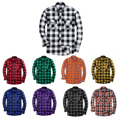 Men's Fashionable Casual Flannel Plaid Shirt