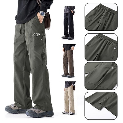 Men's Cargo Spring Fall Casual Loose Straight Leg Long Pants