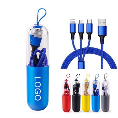 Capsule Shape Plastic Case Multi USB Charging Cable