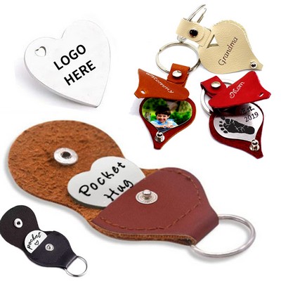 Leather Heart-Shaped Photo Keyring