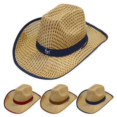 Western Straw Cowboy Hat with Decorative Band