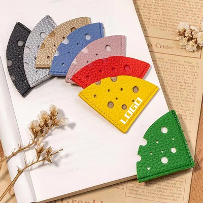 Triangular Cheese-Inspired PU Leather Bookmark for Reading Enthusiasts
